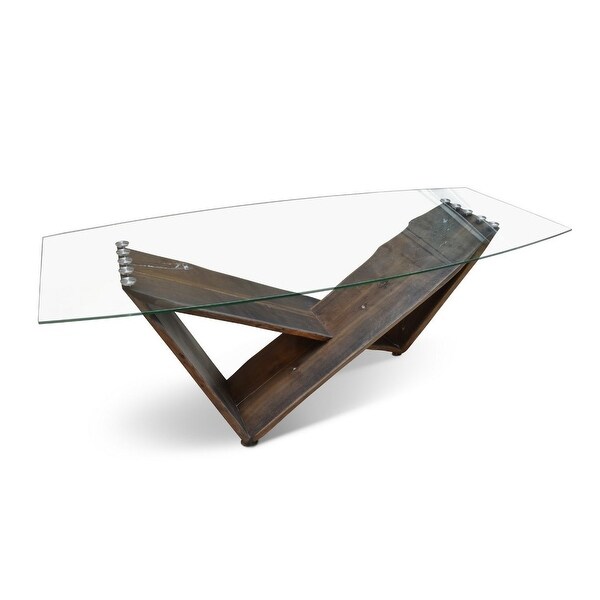 WINIK Glass top Dining Table - Clear Glass/Country Oak