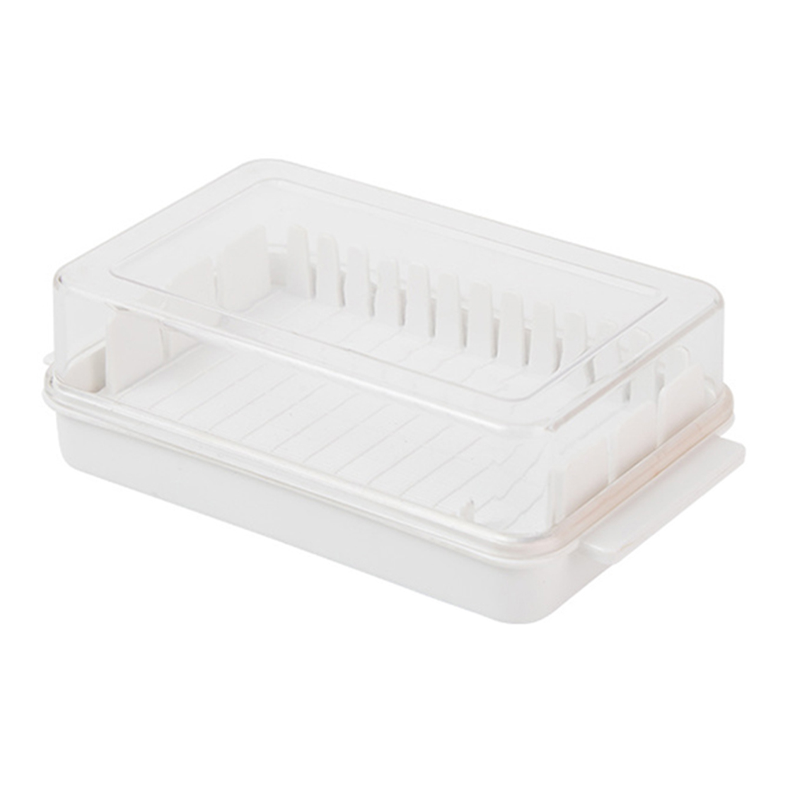 TBOLINE Butter Tray - Fresh-Keeping Plastic Butter Keeper Cutting Container (White)