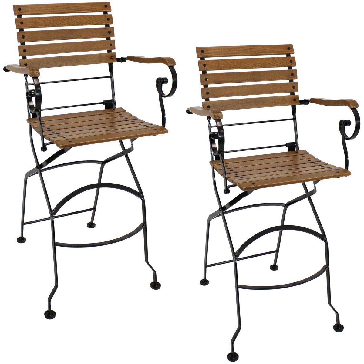 Ultimate Patio 2 Piece Deluxe European Chestnut Folding Bistro Bar Chair Set