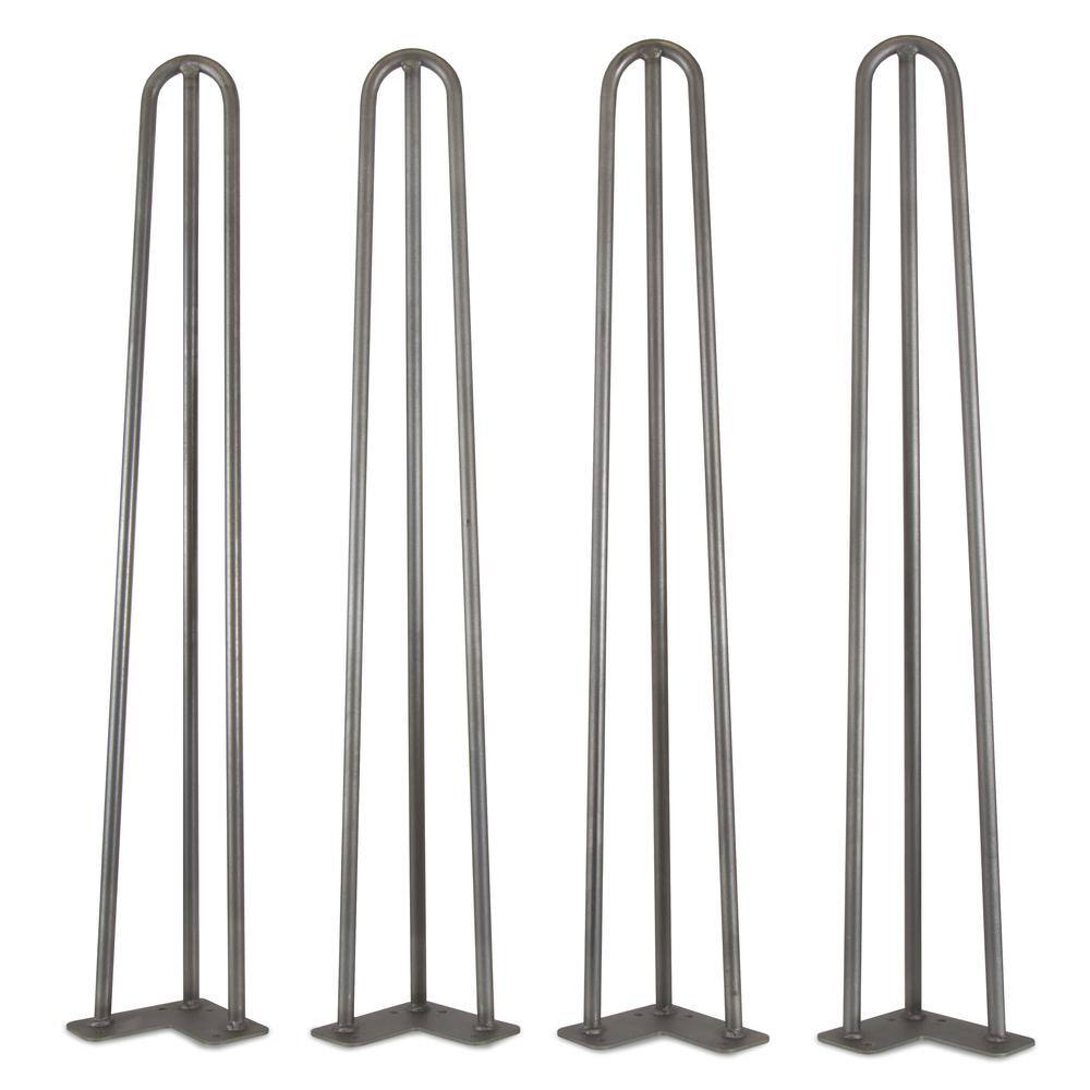 WEN 12 in. Dia. 28 in. Mid-Century Modern Raw Steel Hairpin Table Legs (4-Pack) TL28S