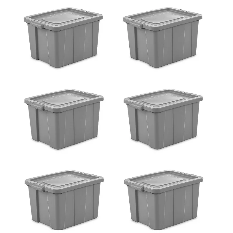 Sterilite Tuff1 18 Gallon Plastic Storage Tote Container Bin with Lid (6 Pack)