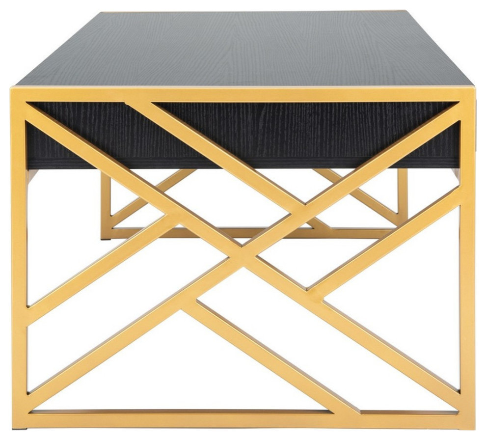 Neil 2 Drawer Coffee Table  Black/Gold   Contemporary   Coffee Tables   by Rustic Home Furniture Deco  Houzz