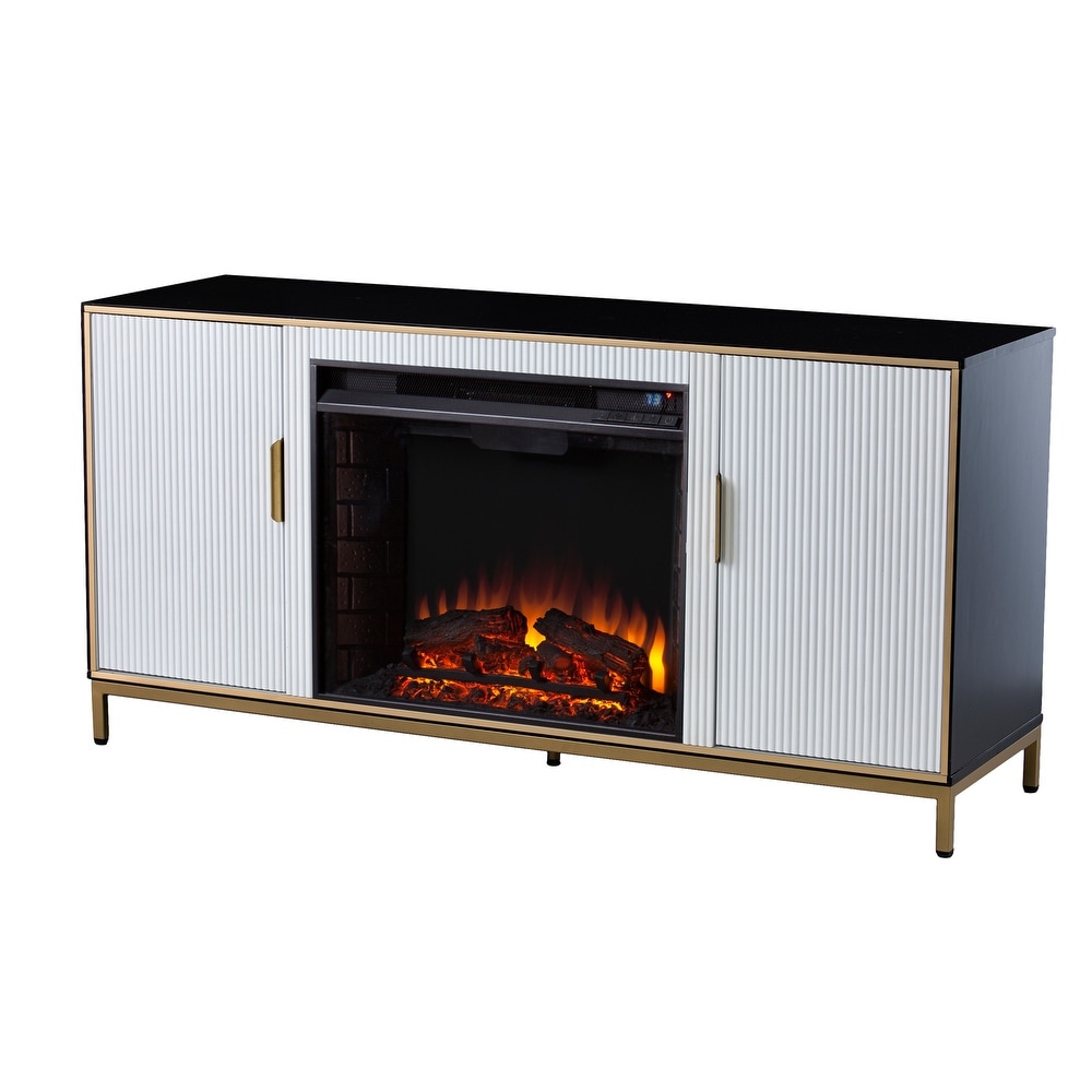 SEI Furniture Daltaire Contemporary Media TV Stand with Electric Fireplace Insert and Storage