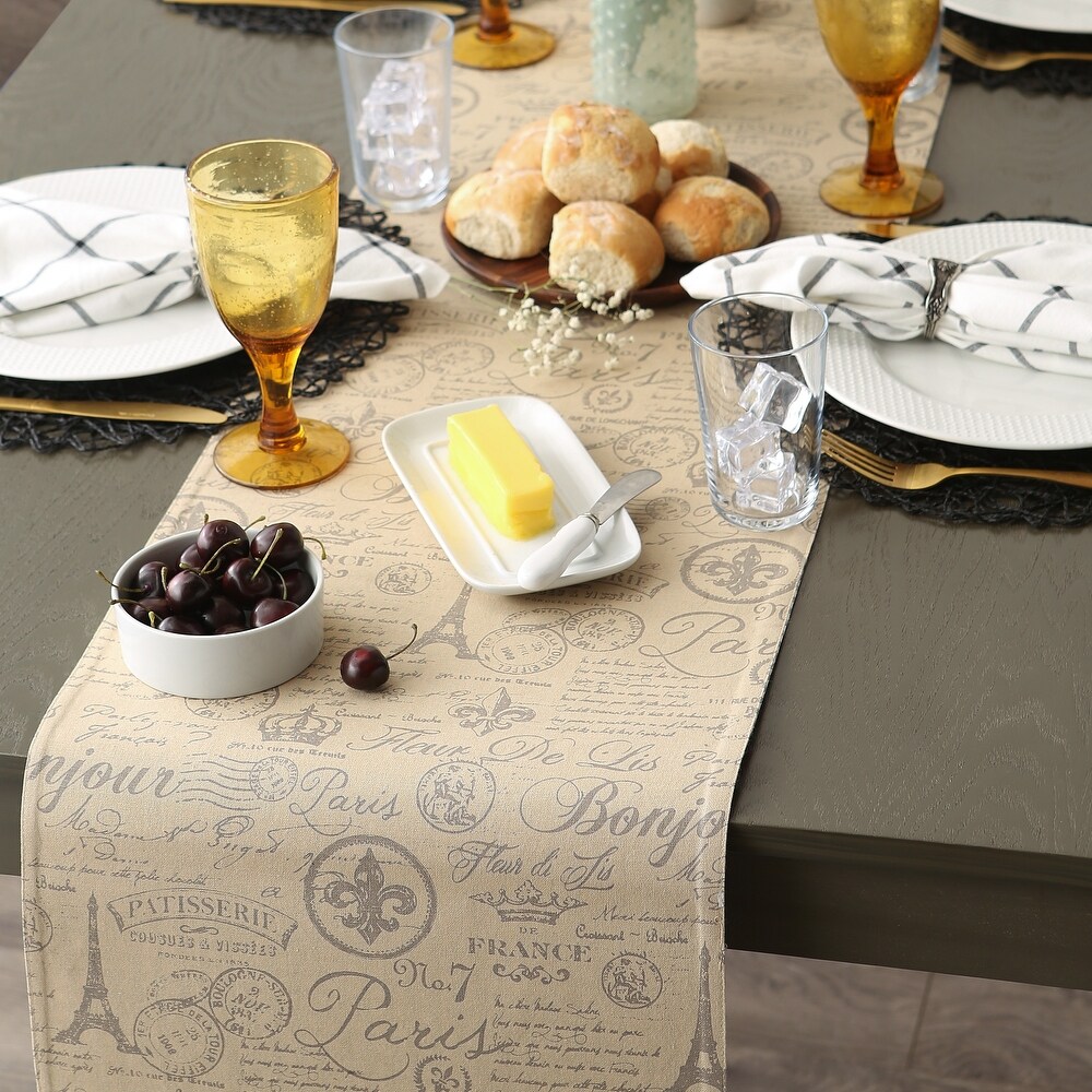 French Flourish Print Table Runner 14x108   Table Runner  14x108\