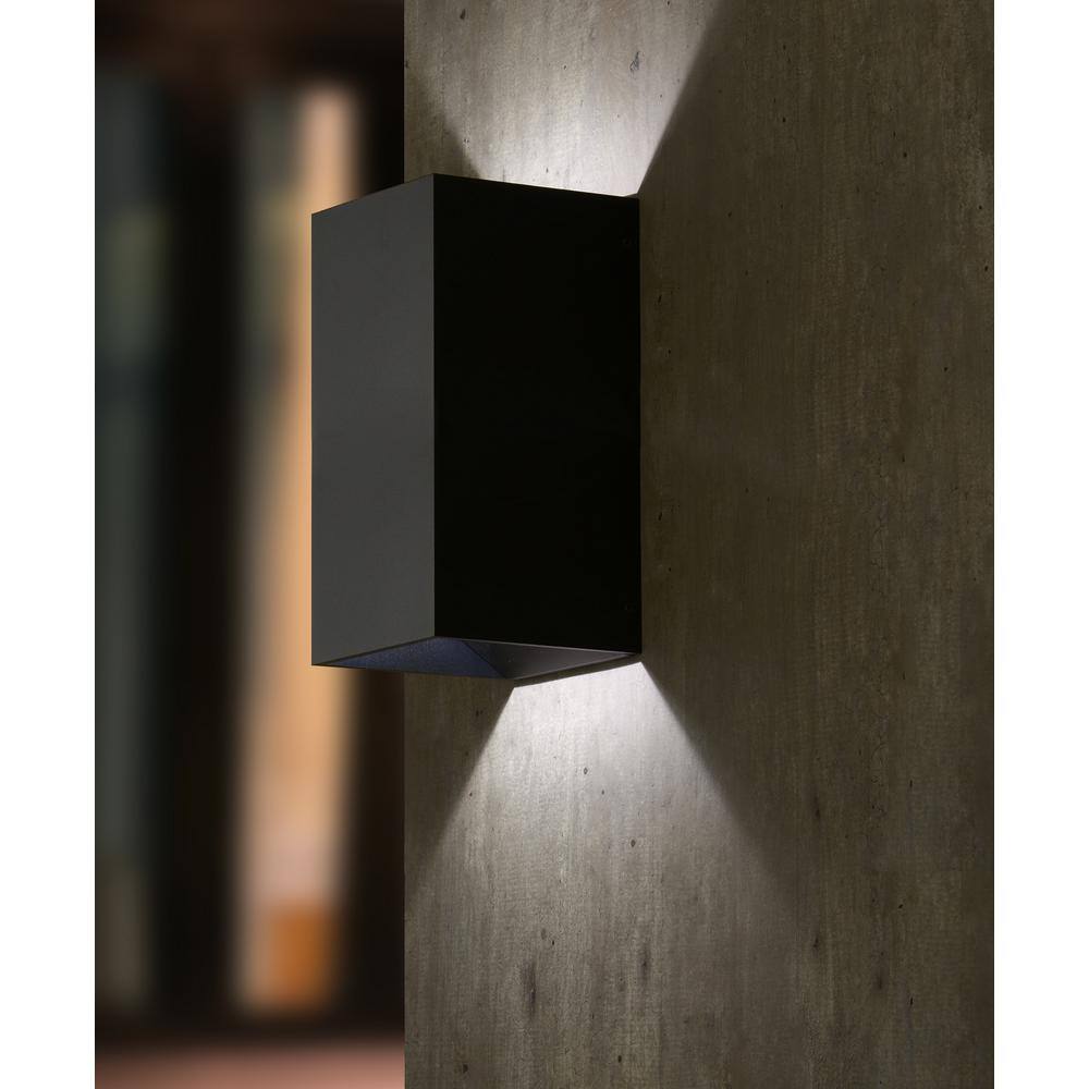 Home Decorators Collection Greeleyville 1-Light Sand Black Outdoor Integrated LED Wall Lantern Sconce 23751