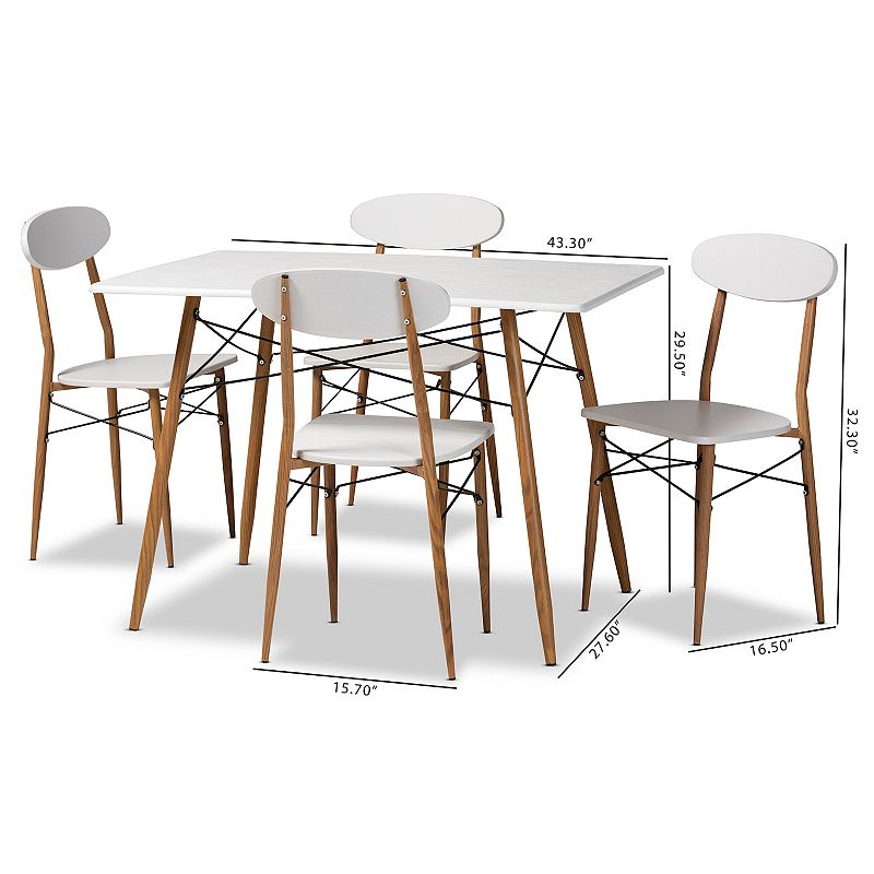 Baxton Studio Wayne Dining Table and Chair 5-piece Set