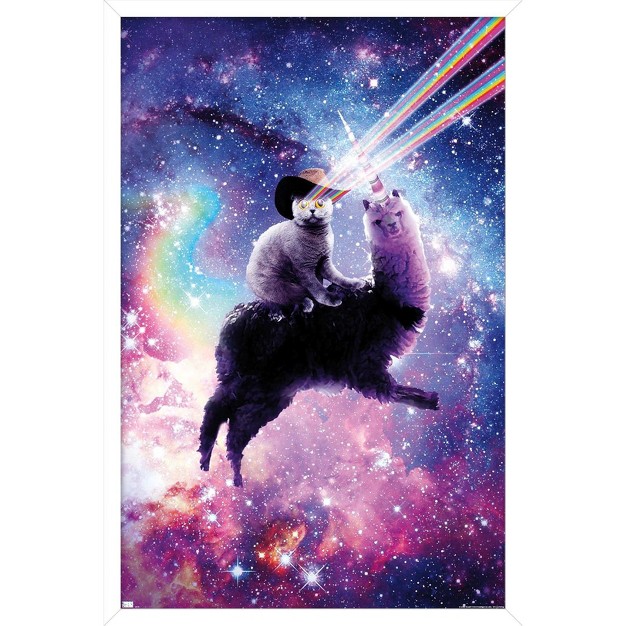 Trends International James Booker Laser Space Cat Llama Framed Wall Poster Prints