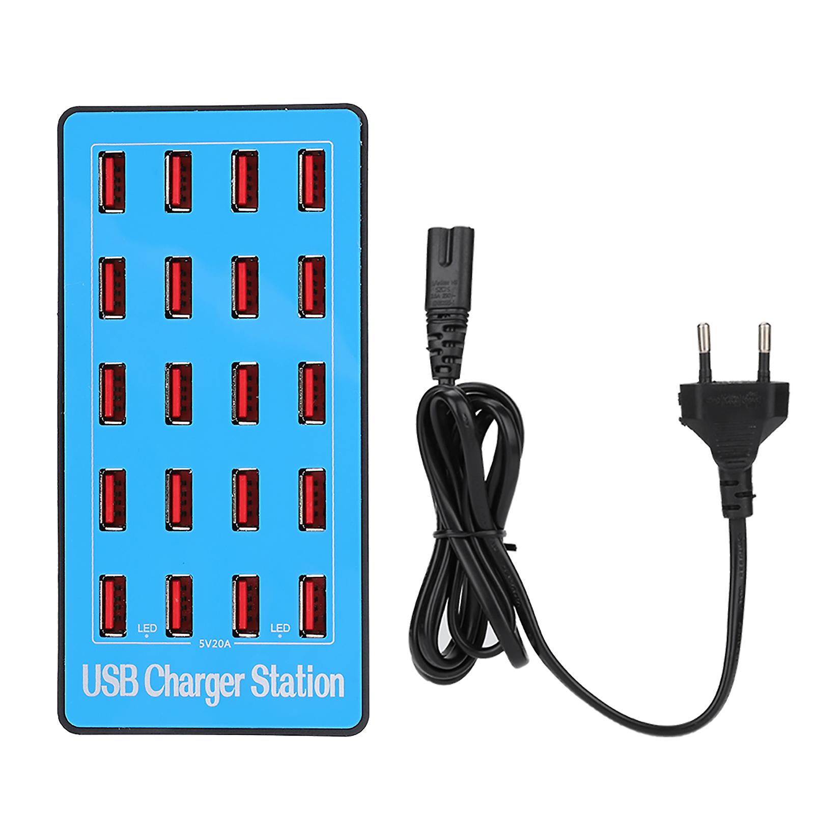 Multi Level Protections 20 Port Usb Hub 20a 5v Large Output Usb Charging Station   Eu Plug