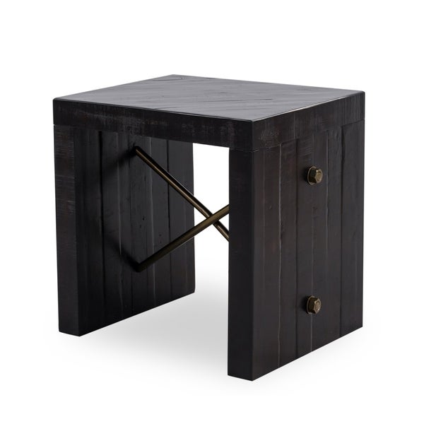 Aurelle Home Sia Black Wood Rustic Accent Table