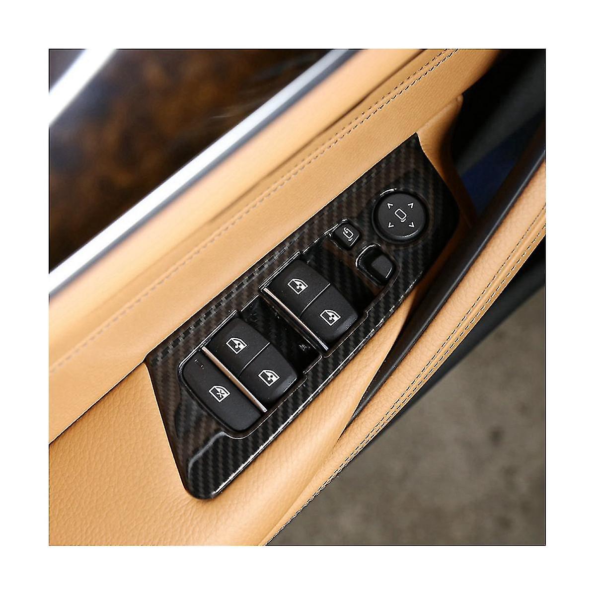 Car Window Switch Lift Button Cover Trim For 5 Series G30 2018-2021 Accessories Abs Carbon Fiber ，b