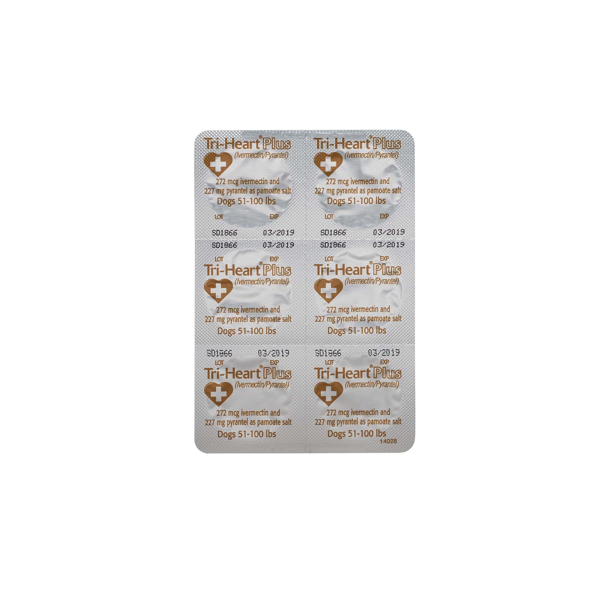 TRI-HEART PLUS Chewable Tablets for Dogs 51 to 100 lbs， 6 Month Supply