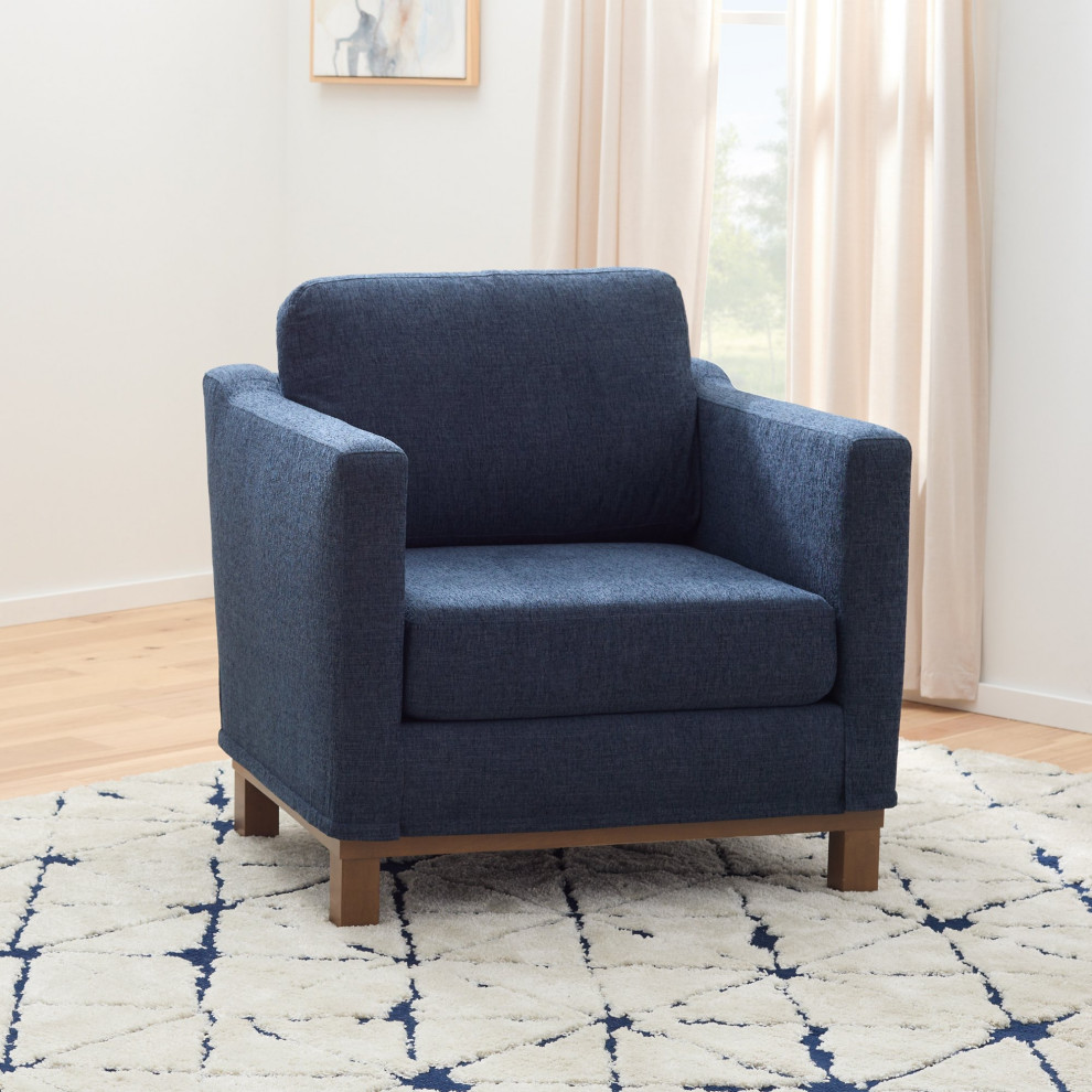 Classic Accent Chair  Oversized Cushioned Seat With Track Armrests   Transitional   Armchairs And Accent Chairs   by Declusia  Houzz