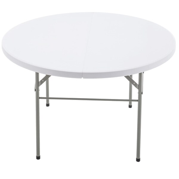 White 4 Ft 48inch Round Plastic Folding Table For Dining Wedding Party Events Kitchen