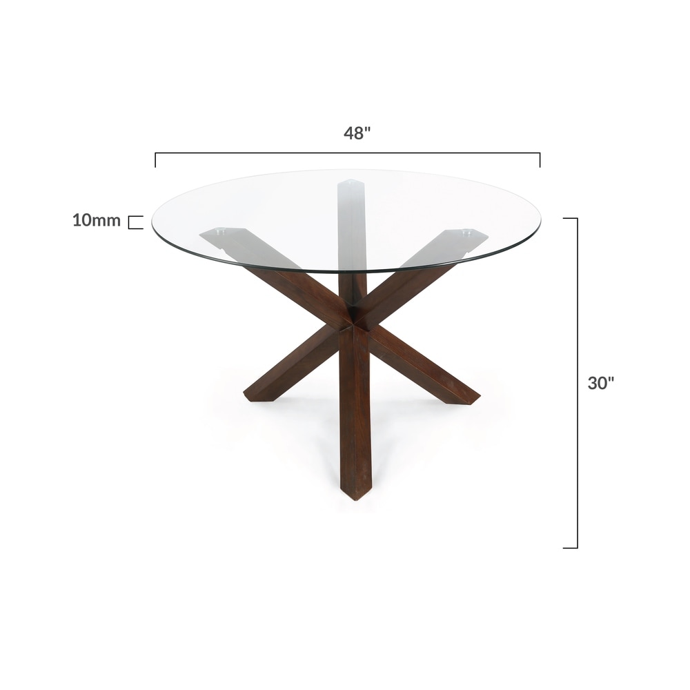 Poly and Bark Kennedy Round Glass and Wood Dining Table