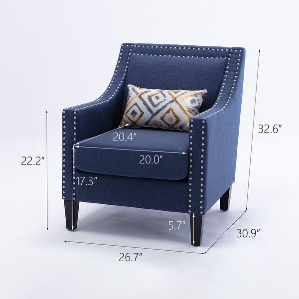 Accent Chair with Nailheads， Tight Back and Solid Wood Legs