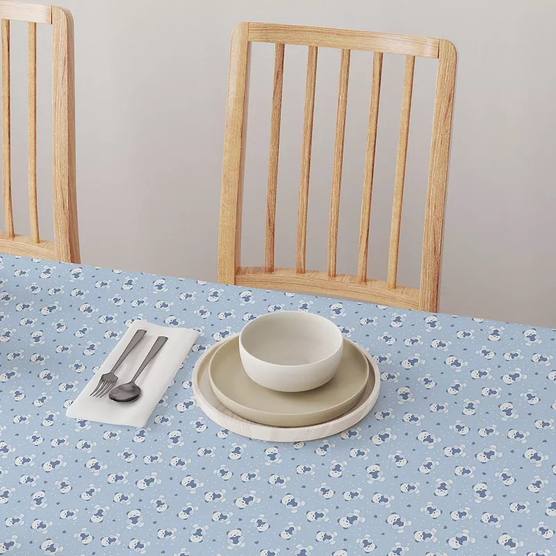 Round Tablecloth， 100% Polyester， 90 Round， Blue Teddy Bears