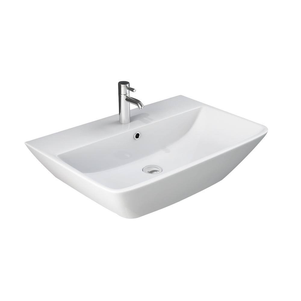 Barclay Products Summit 600 Wall-Mount Sink in White with 4 in. Centerset Faucet Holes 4-774WH