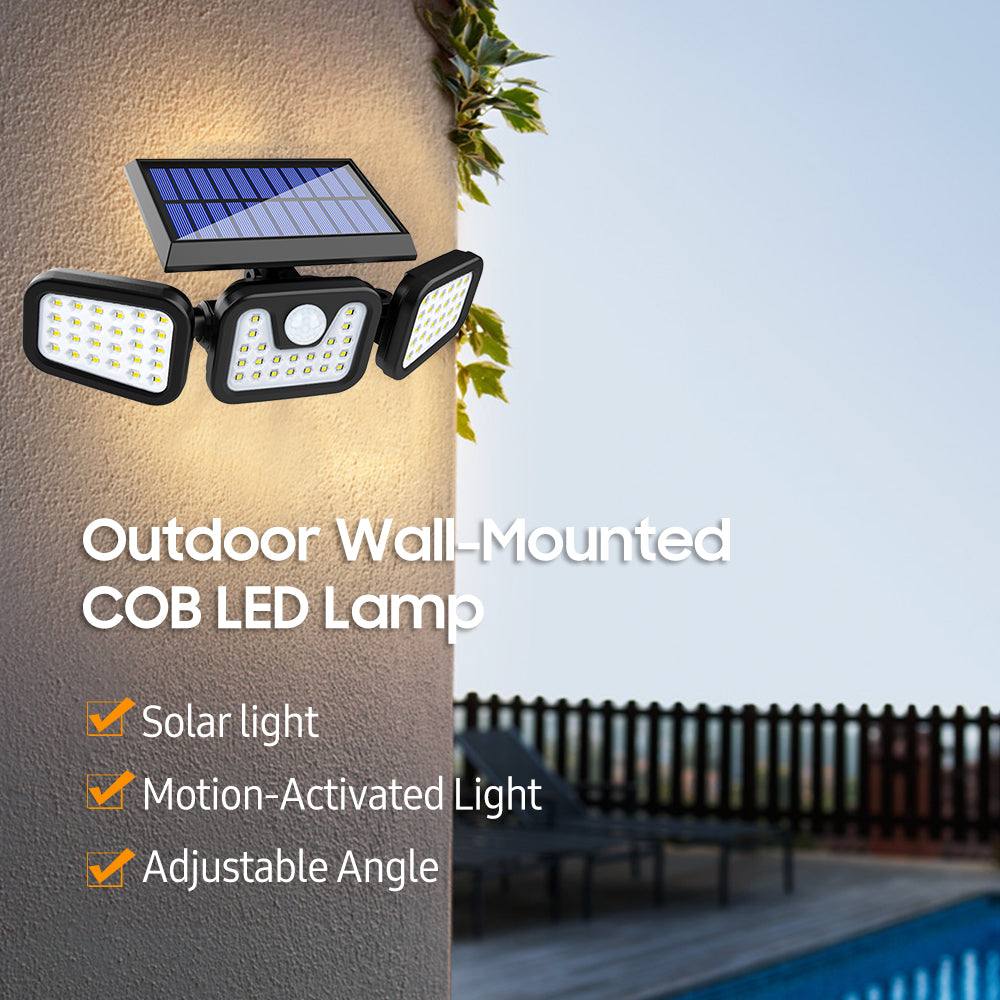 Tomshoo Outdoor Wall-Mounted COB LED Lamp Solar Powered Motion Sensor Lights Motion-Activated Adjustable Angle Waterproof Street Lamp for Yard Garden Pathway