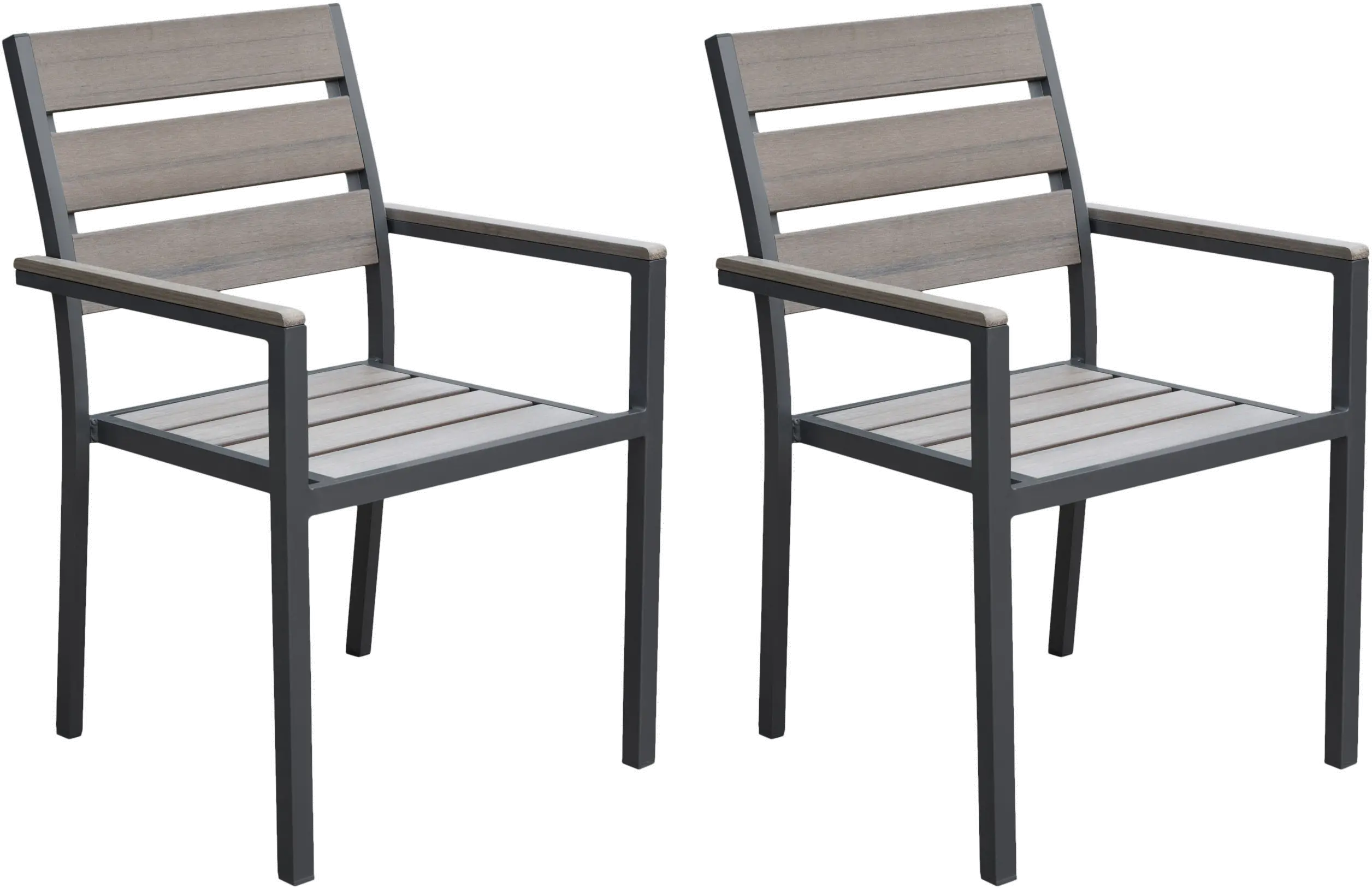 Gallant Sun Bleached Black Outdoor Dining Chairs， Set of 2