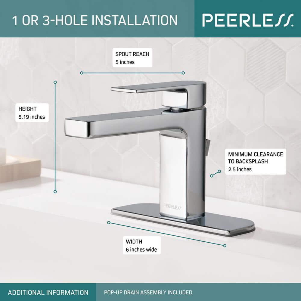 Peerless Xander Single Hole SingleHandle Bathroom Faucet with Metal PopUp Assembly in Chrome