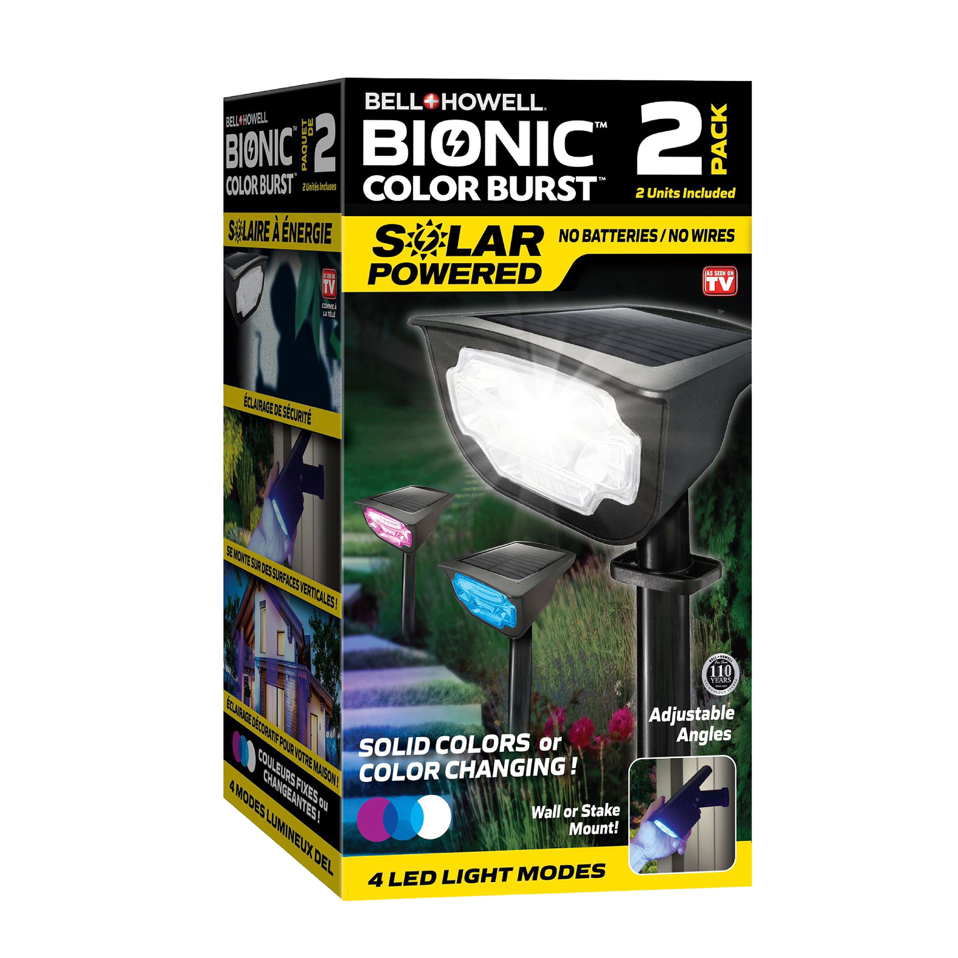 Bell+Howell Bionic Color Burst Outdoor Light， Solar Powered， Color Changing， 4 Light Modes