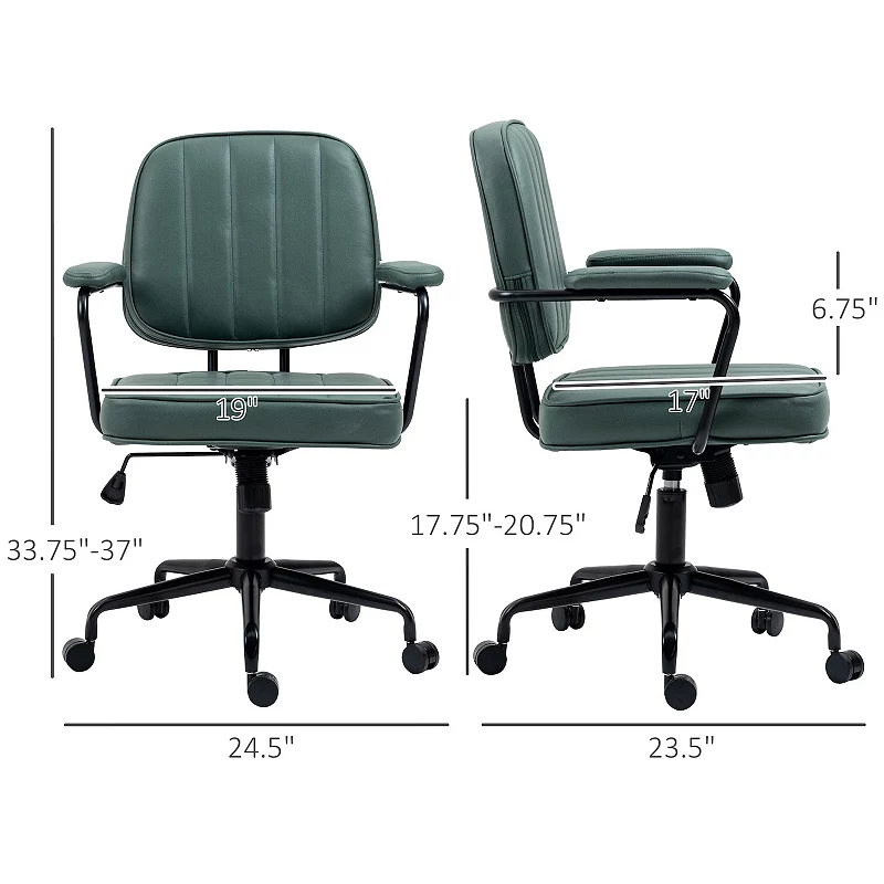 Vinsetto Home Office Chair， Microfiber Computer Desk Chair with Swivel Wheels， Adjustable Height， and Tilt Function， Green