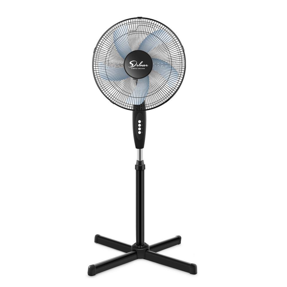 Oscillating 16 in. Black 3-Speed Pedestal Stand Fan for Indoor Bedroom Home Office  College Dorm Use (2-Pack) Yea-LQD0-4571