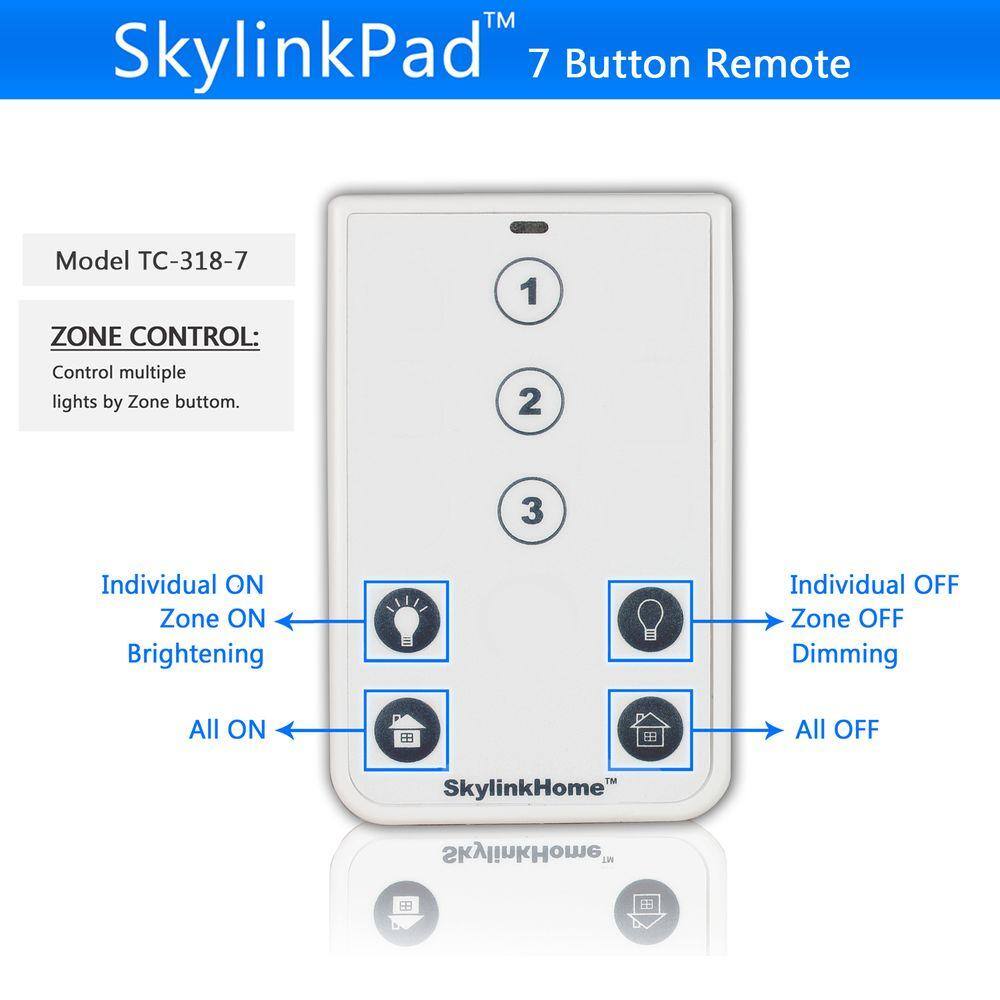 SkyLink 7-Button Deluxe Wireless Home Automation Lighting Transmitter TC-318-7