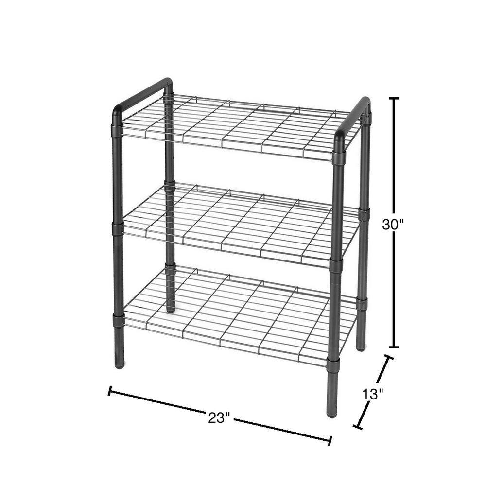 Delta 23 in. 3 Tier Adjustable Wire Shelving with Extra Connectors For Stacking Black WS1003B