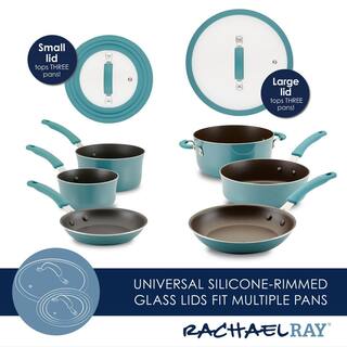 Rachael Ray Cook Plus Create 10-Piece Agave Blue Aluminum Nonstick Cookware Set with Lids 14748