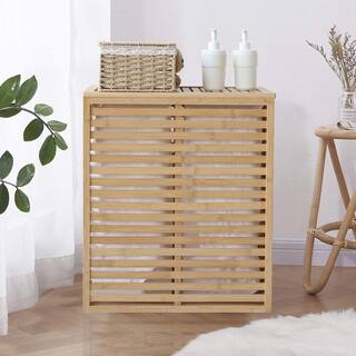 VEIKOUS Bamboo Laundry Hamper with Lid and 2 Removable Liner Bags HP1101-01