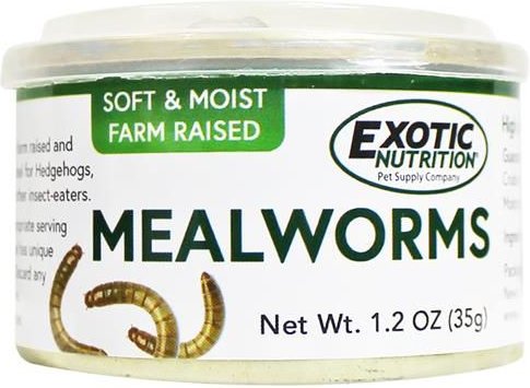 Exotic Nutrition Mealworms Hedgehog Treats， 1.2-oz can