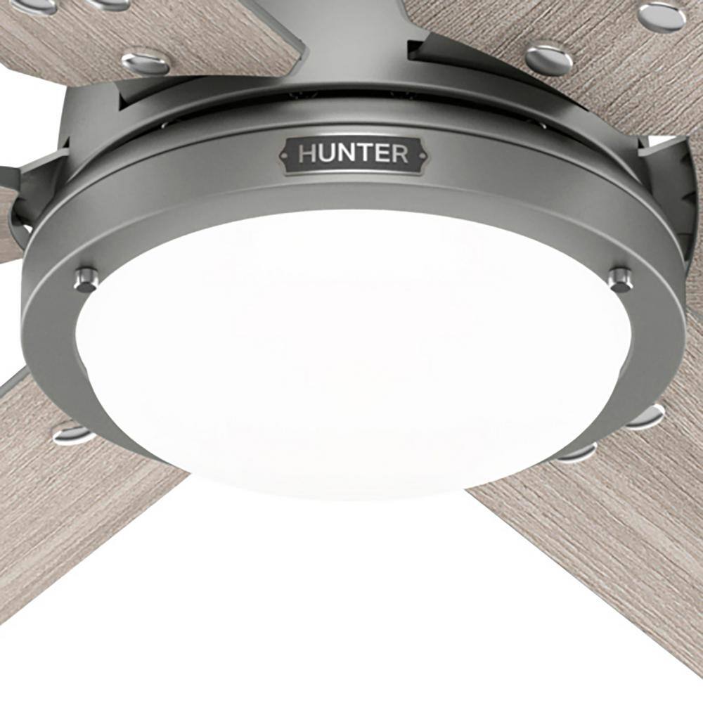 Hunter Gravity 72 in. Integrated LED Indoor Matte Silver Smart Ceiling Fan with Light Kit and Remote Included 51884