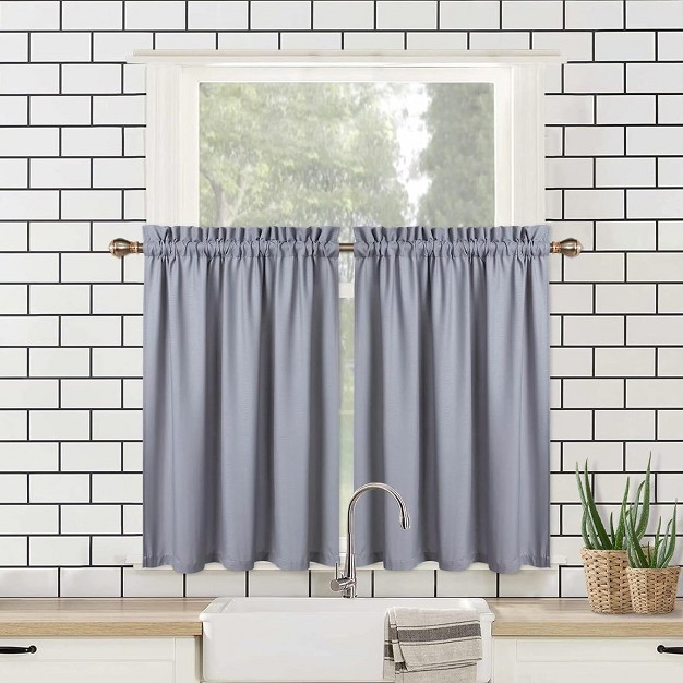 Soft Seersucker Microfiber Short Kitchen Curtains With Bubble Texture