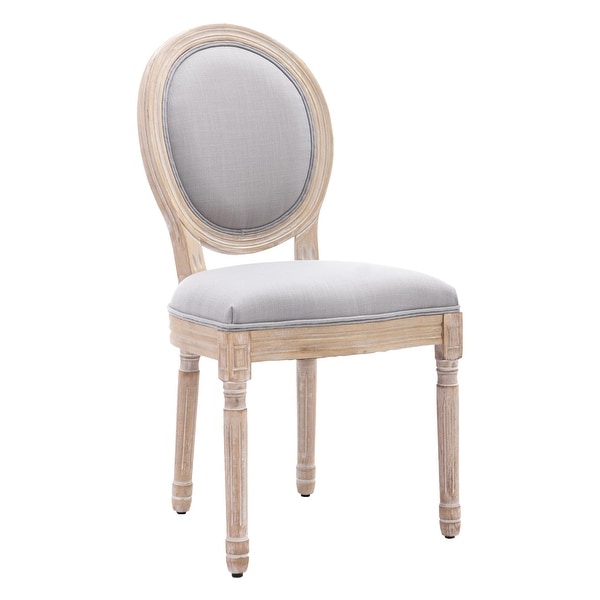 Upholstered Fabrice French Dining Chair with rubber legs
