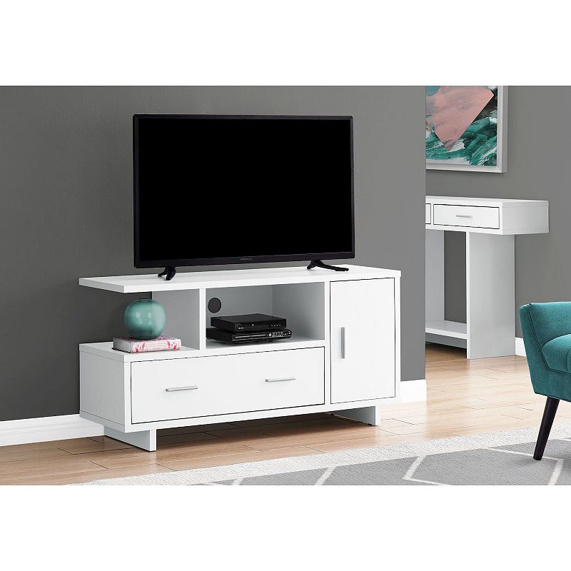 47.25 White Contemporary Rectangular TV Stand