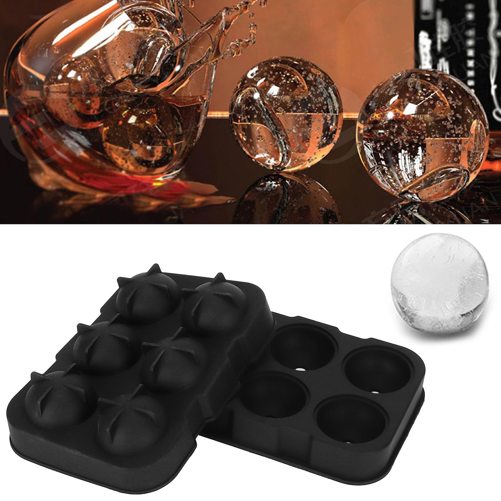 Round Ice Tray， 6 Grid Reusable Ice Balls Mold Large Square Ice Maker Mold For Beer Cocktail Wine