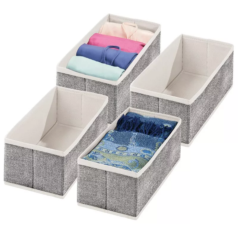 mDesign Soft Fabric Dresser Drawer and Closet Storage Organizer， 4 Pack - Gray