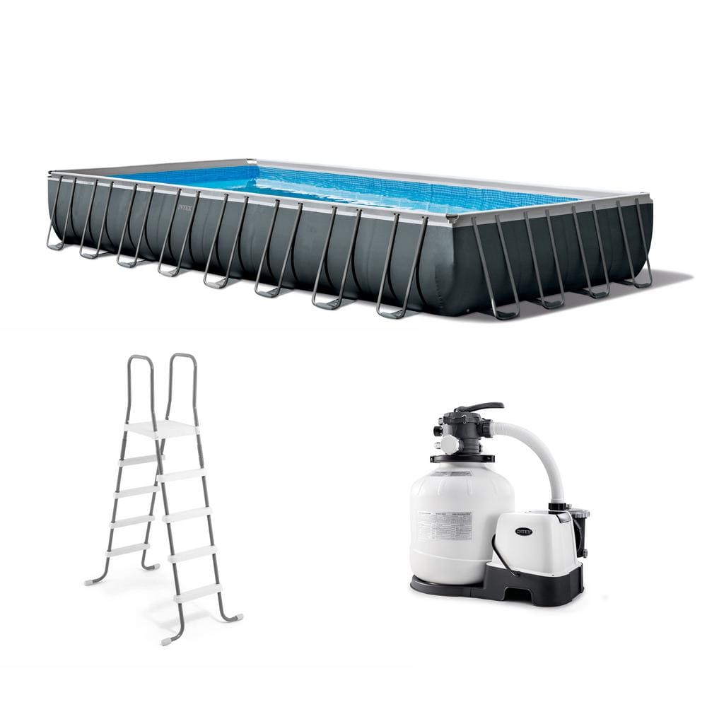 Intex 32 ft. x 16 ft. x 52 in. Ultra XTR Rectangular Swimming Pool Set with Pump 26377EH