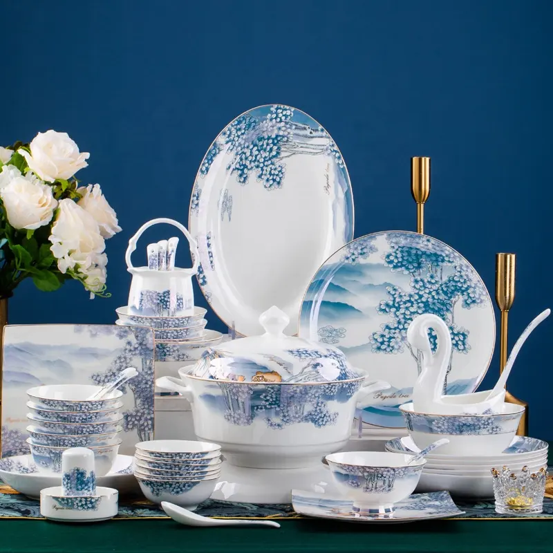 58pcs deluxe ceramic tableware set