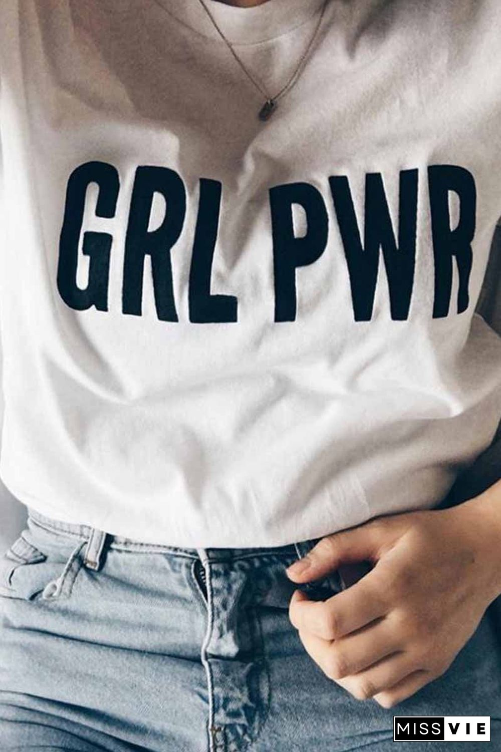 GRL PWR letters print T-shirt