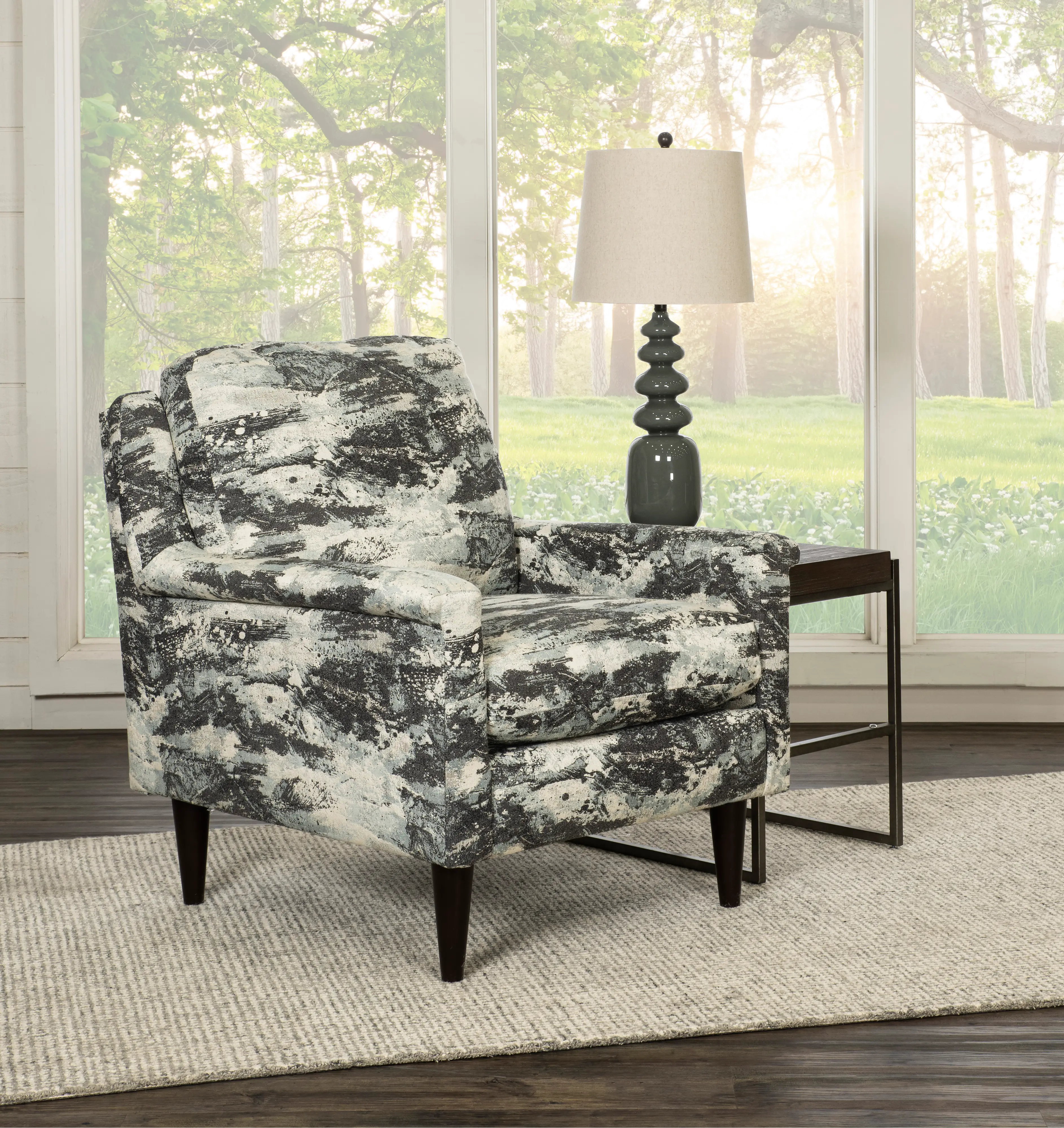 Dacey Mid Century Gray and Cream Accent Chair