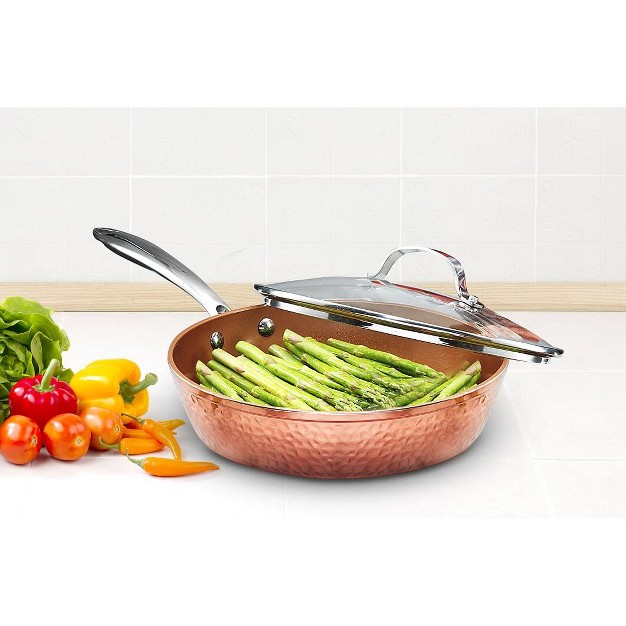 Gotham Steel Hammered 10 Nonstick Fry Pan With Lid