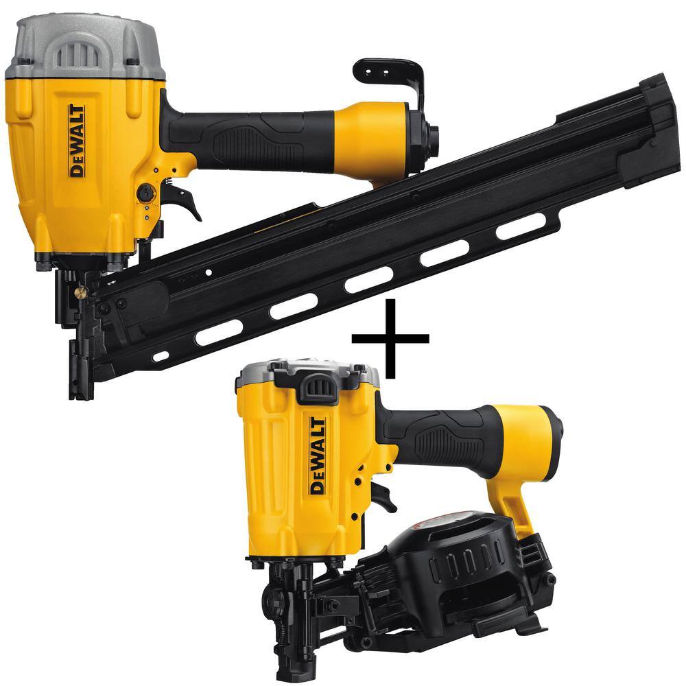 DW Pneumatic 21-Degree Collated Framing Nailer and Pneumatic 15-Degree Coil Roofing Nailer DWF83PL45RN