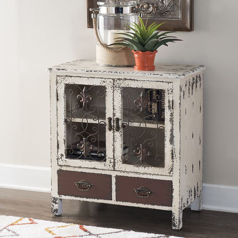 Parcel 2-Drawer Distressed Floor Cabinet