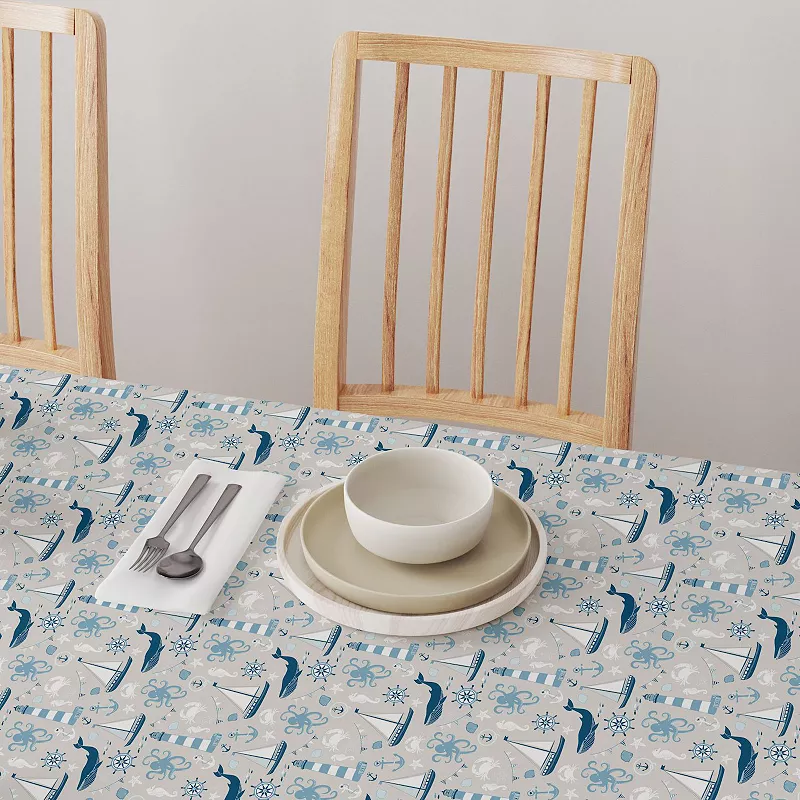 Square Tablecloth， 100% Polyester， 60x60， Elements of the Sea