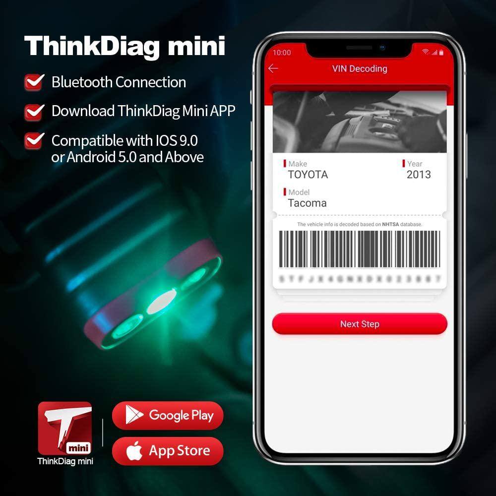 Thinkcar Thinkdiag Mini Bluetooth OBD2 Scanner Full System Diagnostics with 15 Reset Functions Auto VIN DTC Lookup Live Data TKDIAGMINI