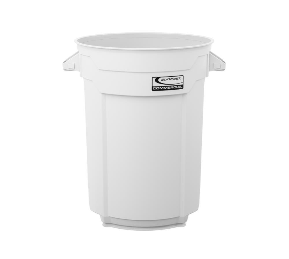 Plastic Utility Trash Can ; 55 Gallon， White ;