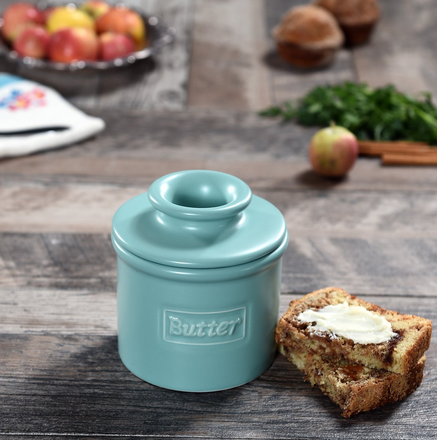 Butter Bell - The Original Butter Bell Crock by L. Tremain， French Ceramic Butter Dish， Cafandeacute; Matte Collection， Aqua