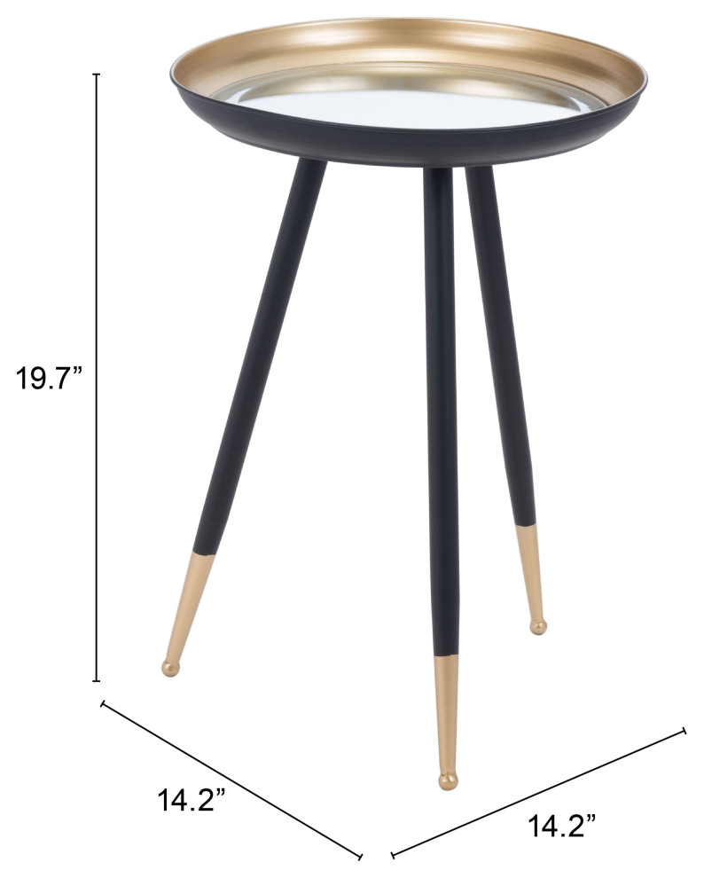 Everly Accent Table Gold and Black   Midcentury   Side Tables And End Tables   by Sideboards and Things  Houzz